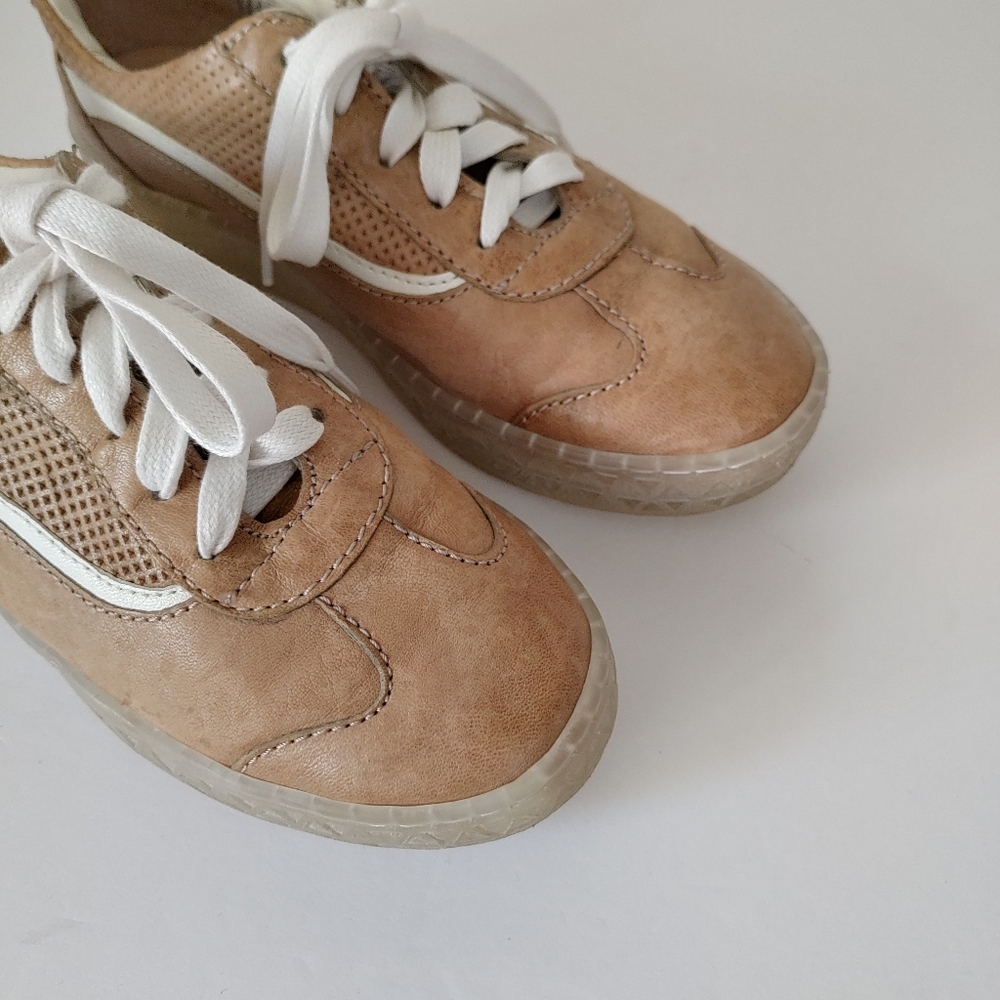 Miz Mooz Tan Leather Sneakers Platform Size 37 US 6.5 - 7